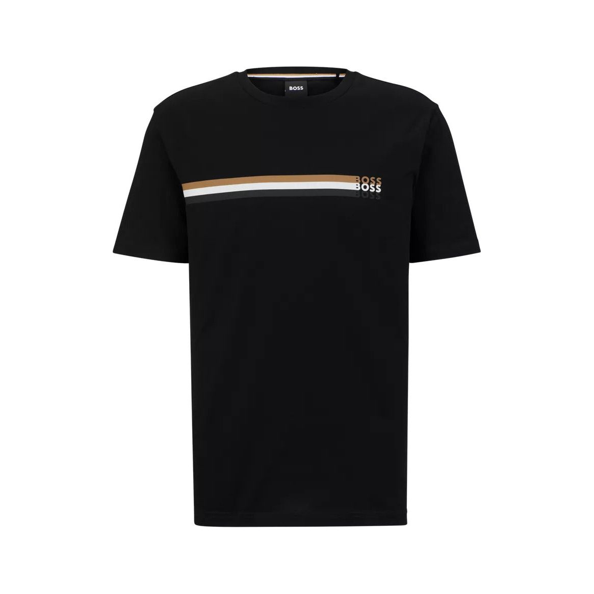 BOSS COTTON-JERSEY T-SHIRT WITH SIGNATURE-STRIPE LOGO PRINT - Yooto