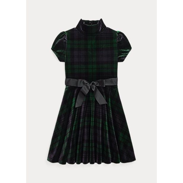 Polo Ralph Lauren Plaid Velour Roll Neck Dress - Yooto