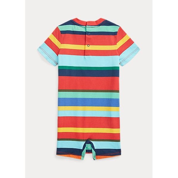 POLO RALPH LAUREN POLO BEAR STRIPED COTTON SHORTALL - Yooto