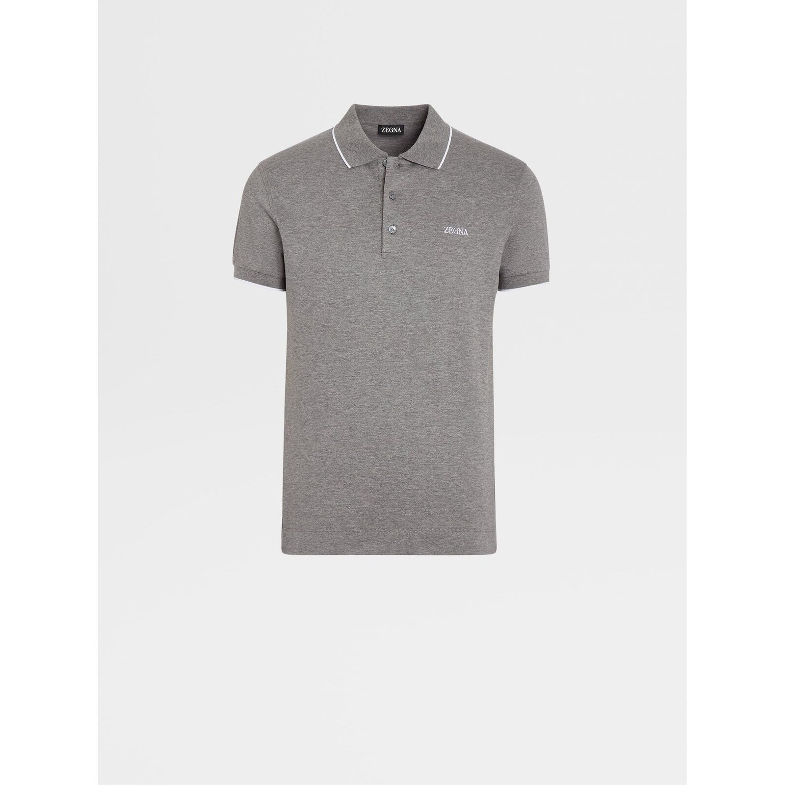Grey Mélange Stretch Cotton Short-sleeve Polo - Yooto