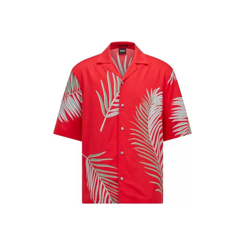 Load image into Gallery viewer, BOSS REGULAR-FIT SHORT-SLEEVED SHIRT WITH LEAF PRINT - Yooto
