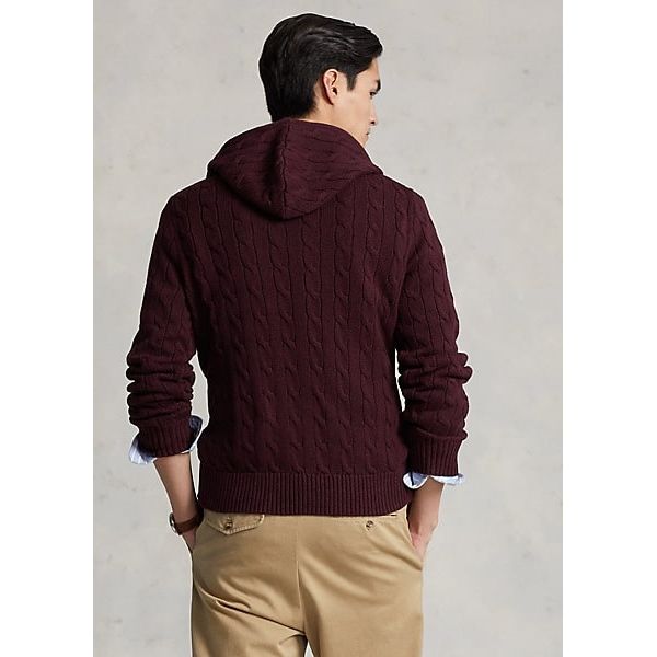 Polo Ralph Lauren Cable-Knit Cotton Hooded Sweater - Yooto