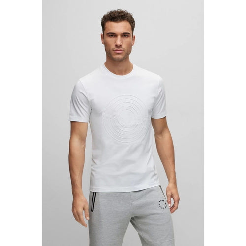 Load image into Gallery viewer, BOSS STRETCH-COTTON T-SHIRT WITH EMBOSSED CIRCULAR ARTWORK AND BRANDING - Yooto
