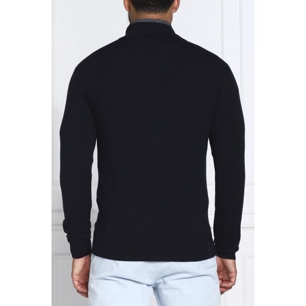 BOSS WOOL-BLEND SWEATER WITH LOGO-TRIM ZIPPED COLLAR - Yooto