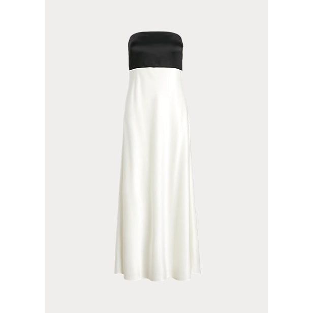 POLO RALPH LAUREN STRAPLESS TWO-TONE SATIN GOWN - Yooto