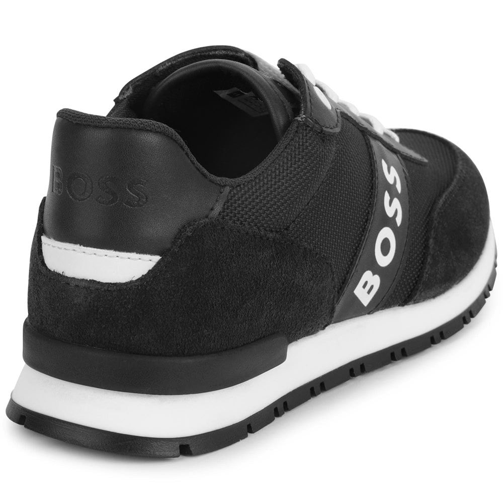 BOSS KIDS' TRAINERS IN MIXED MATERIALS WITH CONTRAST LOGO - Yooto