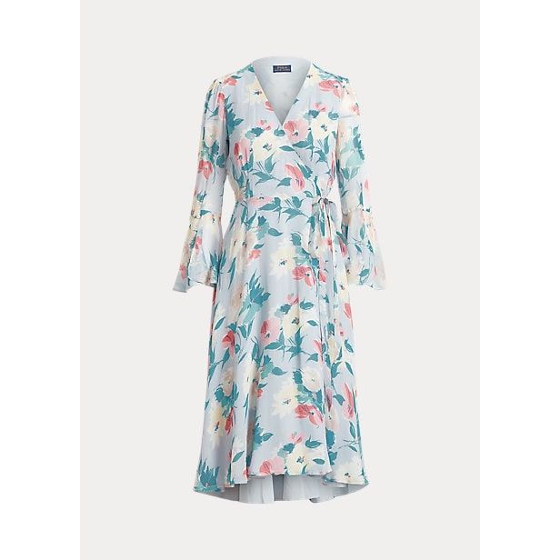 Polo Ralph Lauren Floral Crinkled Georgette Wrap Dress - Yooto