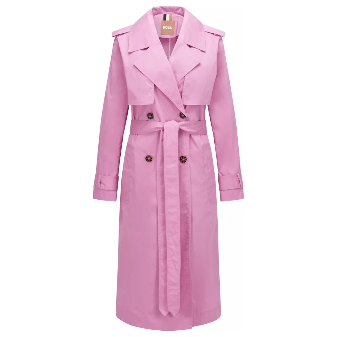 BOSS COTTON-BLEND TRENCH COAT WITH FABRIC BELT - Yooto