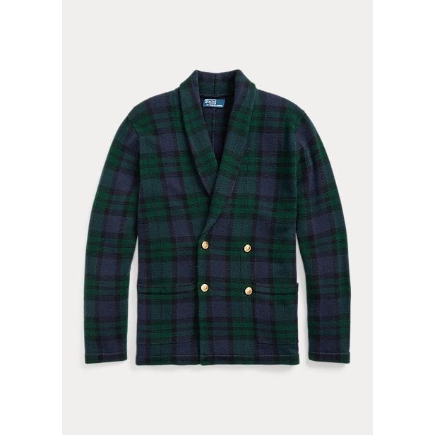 POLO RALPH LAUREN PLAID WOOL-CASHMERE BLAZER CARDIGAN - Yooto