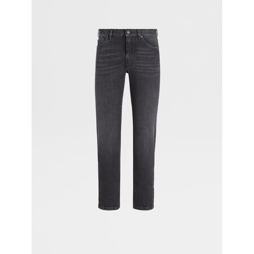 Load image into Gallery viewer, Dark Grey Stone Wash Comfort Cotton City 5-Pocket Jeans - Yooto
