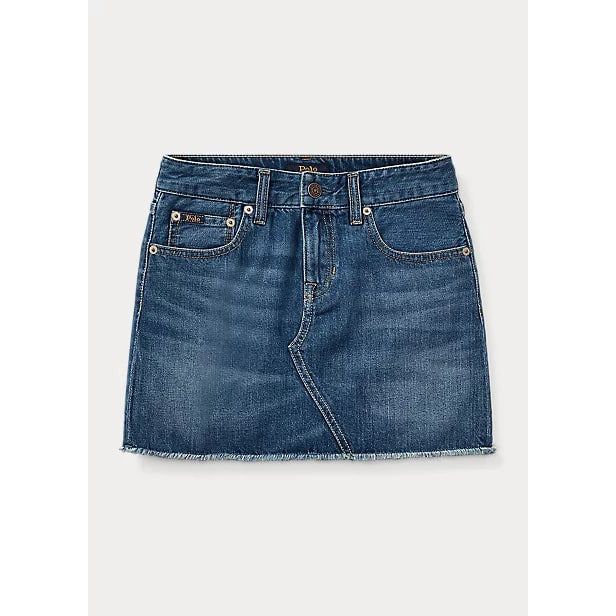 POLO RALPH LAUREN FRAYED COTTON DENIM SKIRT - Yooto