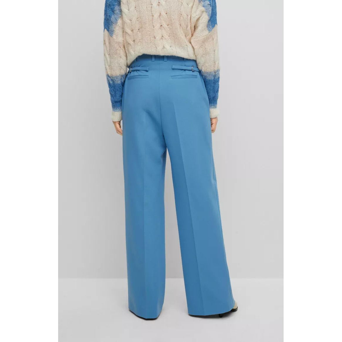 BOSS RELAXED-FIT TROUSERS IN STRETCH FABRIC WITH FLARED LEG - Yooto