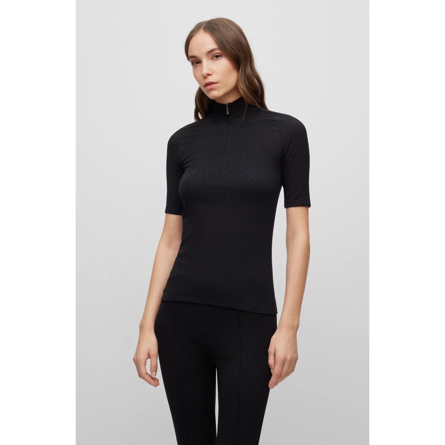 BOSS EXTRA-SLIM-FIT TOP WITH ZIPPED COLLAR - Yooto