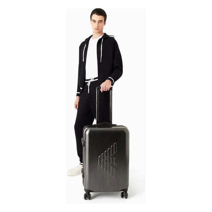 EMPORIO ARMANI ABS MEDIUM TROLLEY SUITCASE WITH OVERSIZED, EMBOSSED EAGLE - Yooto