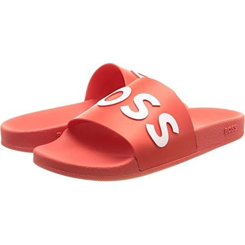 BOSS ITALIAN-MADE SLIDES WITH CONTRAST-LOGO STRAP - Yooto