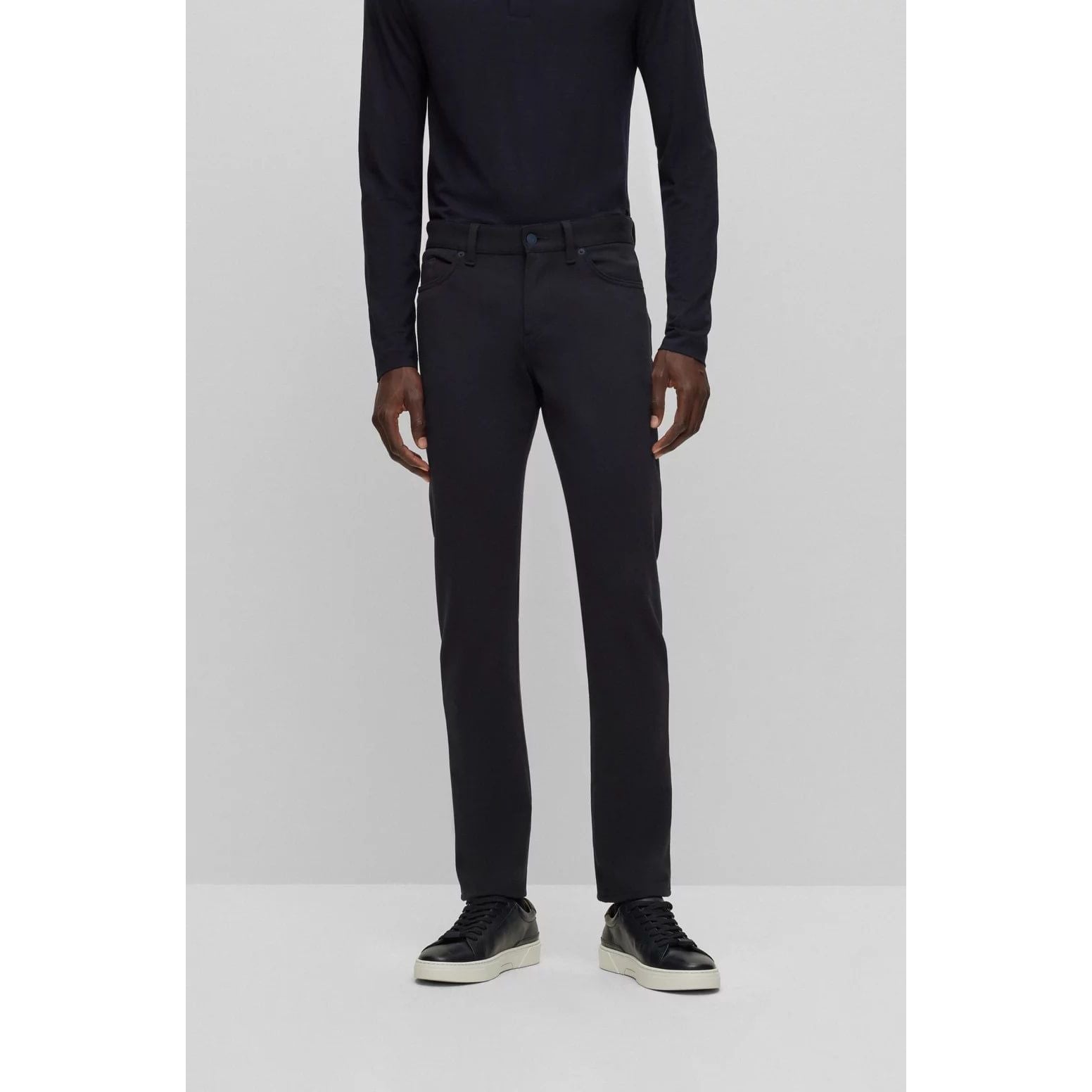 BOSS SLIM-FIT JEANS IN MICRO-PATTERNED BRUSHED STRETCH JERSEY - Yooto