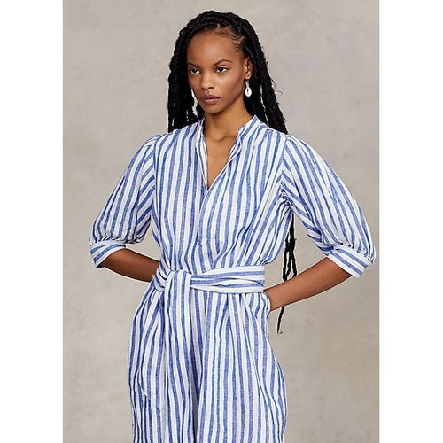 Ներբեռնեք պատկերը Պատկերասրահի դիտիչում՝ Polo Ralph Lauren Striped Belted Linen Shirtdress - Yooto
