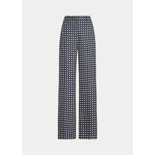 POLO RALPH LAUREN GEO-MOTIF SILK WIDE-LEG TROUSER - Yooto