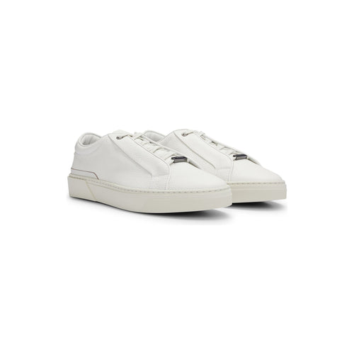 Load image into Gallery viewer, BOSS GRAINED-LEATHER TRAINERS WITH LOGO LACE LOOP - Yooto
