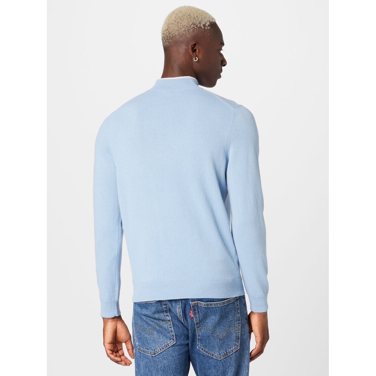 BOSS ZIP-NECK SWEATER IN VIRGIN WOOL WITH EMBROIDERED LOGO - Yooto