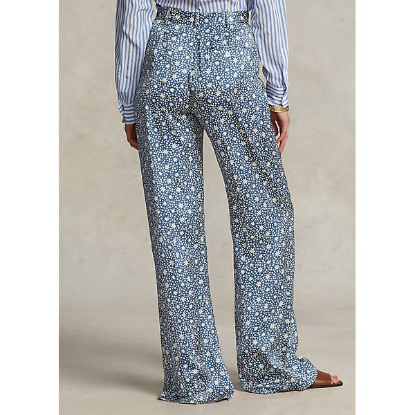 POLO RALPH LAUREN STARBURST-MOTIF SATIN WIDE-LEG TROUSER - Yooto