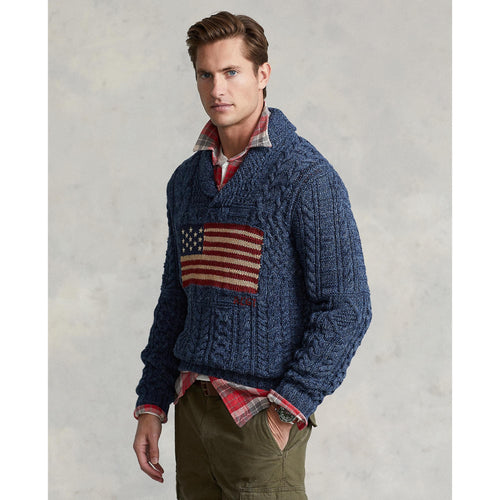 Load image into Gallery viewer, Aran-Knit Flag Sweater - Yooto
