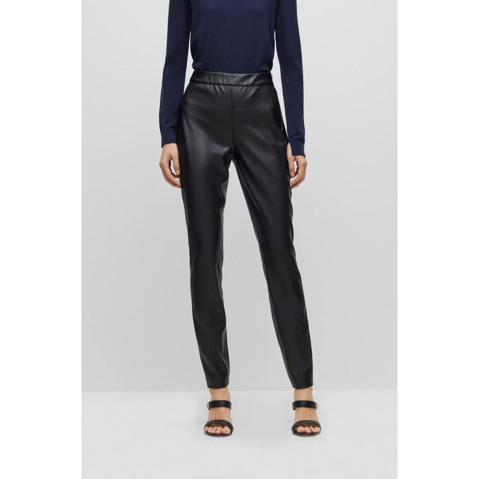 BOSS SKINNY-FIT TROUSERS IN FAUX LEATHER - Yooto