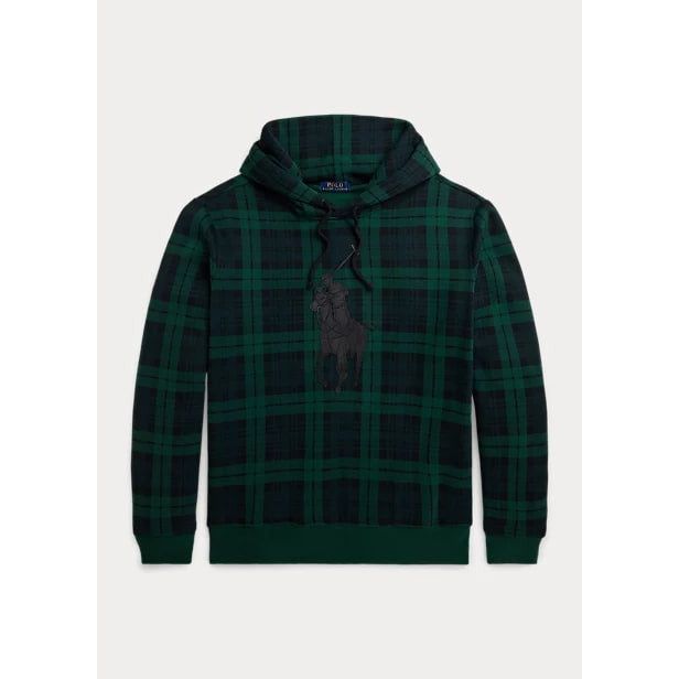 POLO RALPH LAUREN LEATHER-PONY PLAID FLEECE HOODIE - Yooto