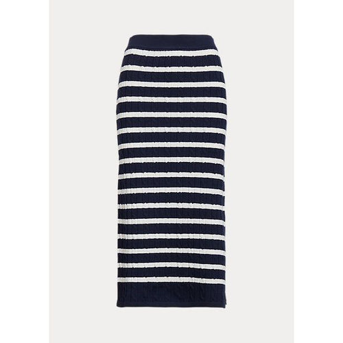 Load image into Gallery viewer, POLO RALPH LAUREN STRIPED CABLE-KNIT PULL-ON SWEATER SKIRT - Yooto
