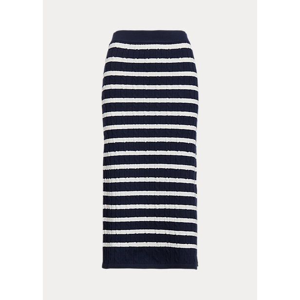 POLO RALPH LAUREN STRIPED CABLE-KNIT PULL-ON SWEATER SKIRT - Yooto