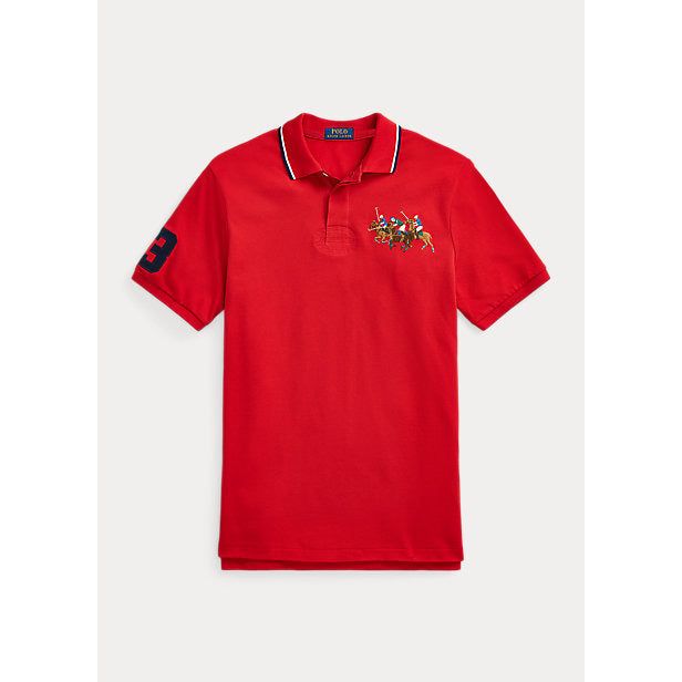 POLO RALPH LAUREN CUSTOM SLIM FIT TRIPLE-PONY POLO SHIRT - Yooto