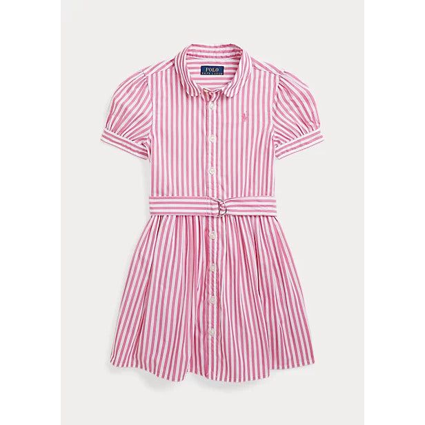 POLO RALPH LAUREN STRIPED BELTED COTTON POPLIN SHIRTDRESS - Yooto