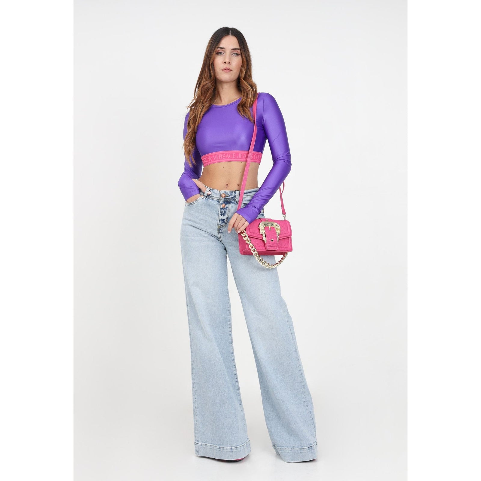 VERSACE JEANS COUTURE WIDE LEG JEANS WITH EMBROIDERED LOGO - Yooto