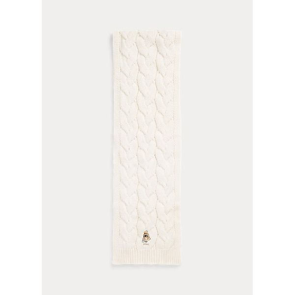 POLO RALPH LAUREN POLO BEAR CABLE-KNIT WOOL-BLEND SCARF - Yooto