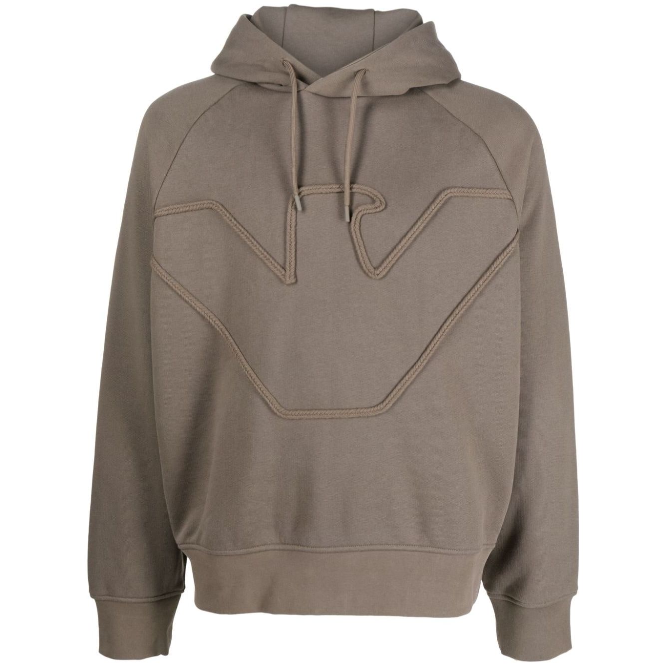 EMPORIO ARMANI OVER-FIT SWEATSHIRT IN HEAVY JERSEY WITH HOOD AND MAXI RAISED ROPE-EFFECT EMBROIDERY - Yooto