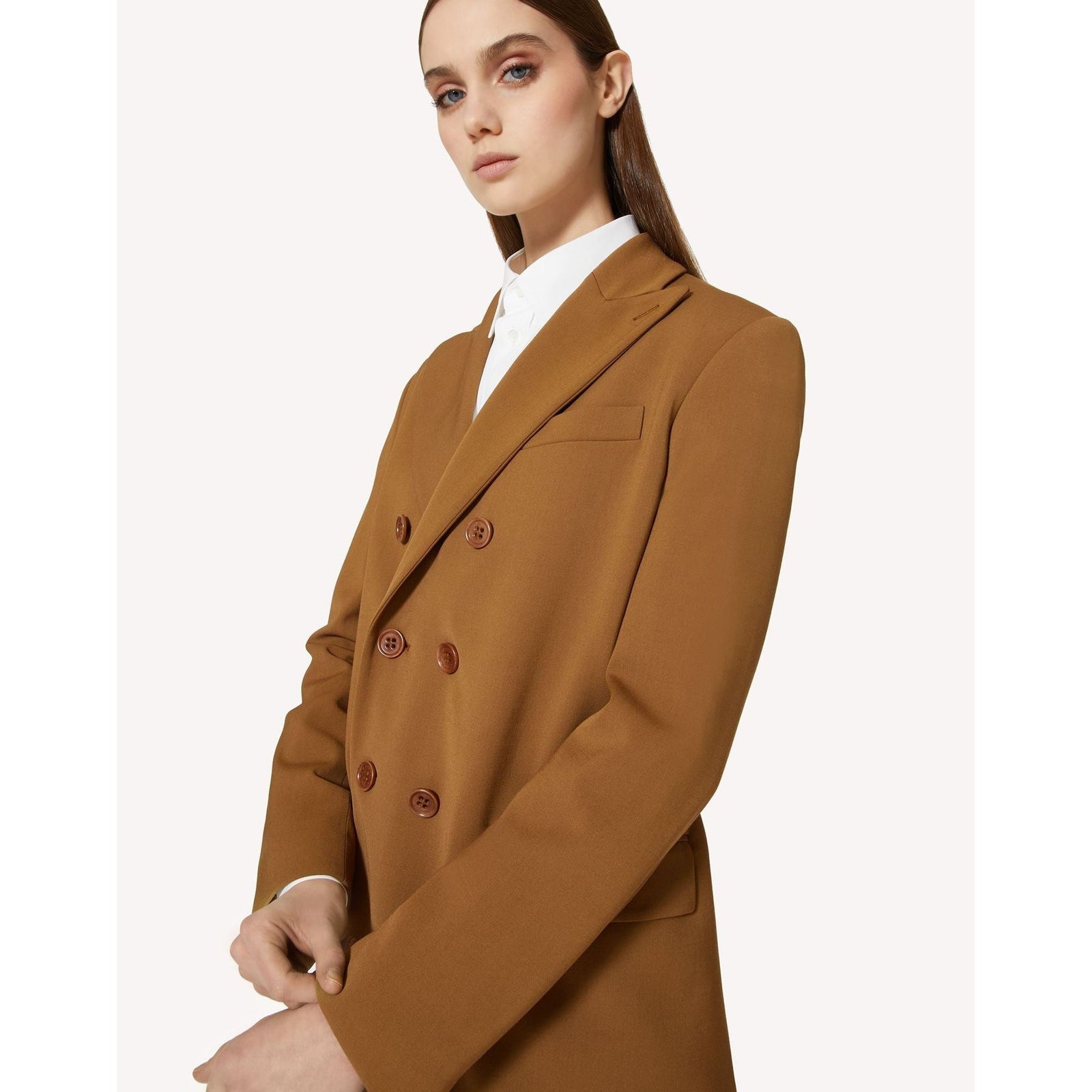 RED VALENTINO DOUBLE-BREASTED JACKET IN VISCOSE WOOL GABARDINE - Yooto