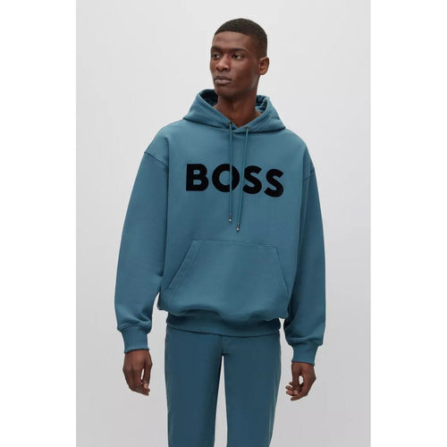 Load image into Gallery viewer, BOSS COTTON-TERRY HOODIE WITH FLOCK-PRINT LOGO - Yooto
