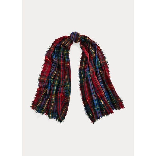 Load image into Gallery viewer, POLO RALPH LAUREN FRINGE PLAID WOOL SCARF - Yooto

