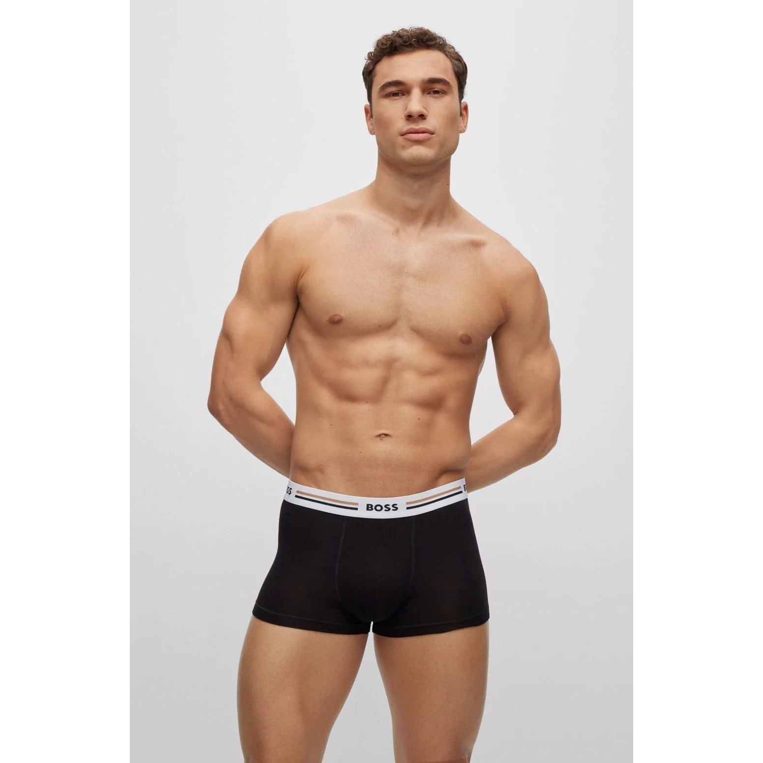 BOSS THREE-PACK OF SOFT-TOUCH STRETCH TRUNKS WITH LOGO WAISTBANDS - Yooto