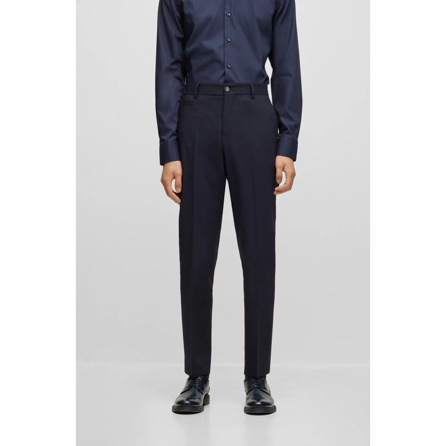 BOSS SLIM-FIT PANTS IN MELANGE STRETCH FABRIC - Yooto