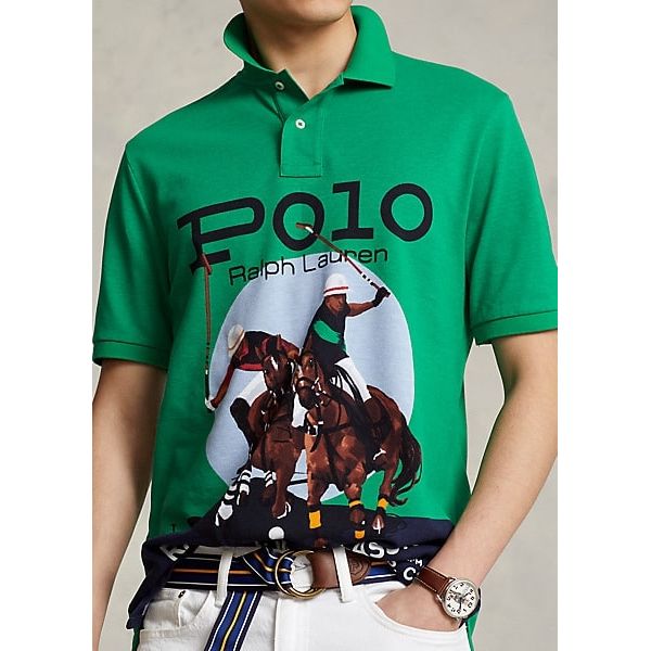 Polo Ralph Lauren Classic Fit Mesh Graphic Polo Shirt - Yooto