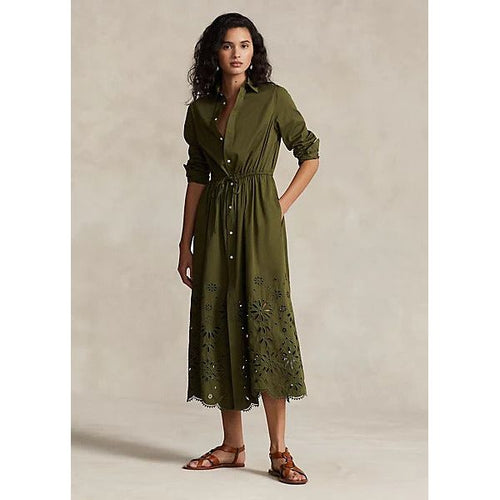 Polo ralph lauren discount eyelet-embroidered cotton shirtdress