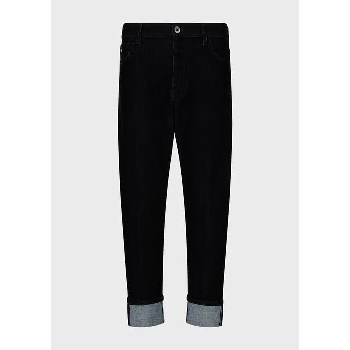 EMPORIO ARMANI J70 LOOSE-FIT JEANS IN VELVET-EFFECT FLOCKED DENIM - Yooto