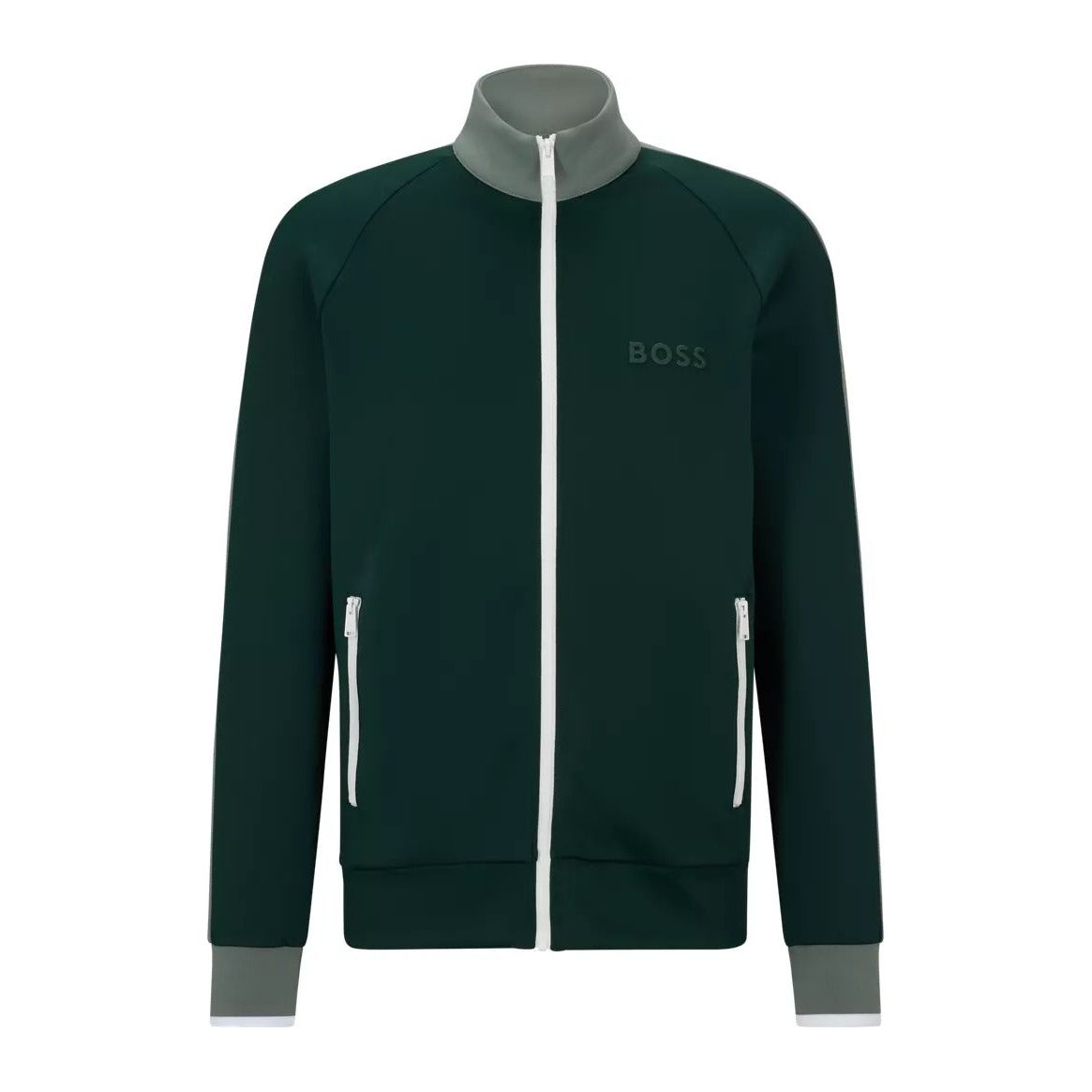 BOSS ZIP-UP SWEATSHIRT IN STRETCH FABRIC WITH COLOUR-BLOCKING - Yooto