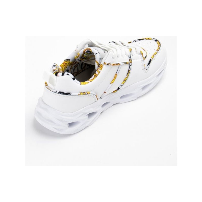 VERSACE JEANS COUTURE LEATHER SNEAKERS WITH LOGOED EDGES - Yooto