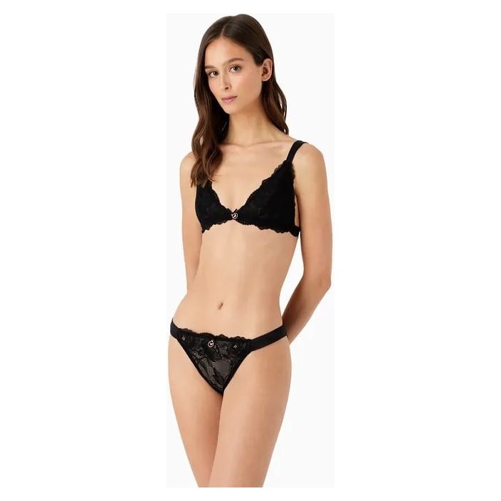 EMPORIO ARMANI SUSTAINABILITY VALUES ETERNAL LACE RECYCLED LACE BRA AND BRAZILIAN BRIEFS SET - Yooto