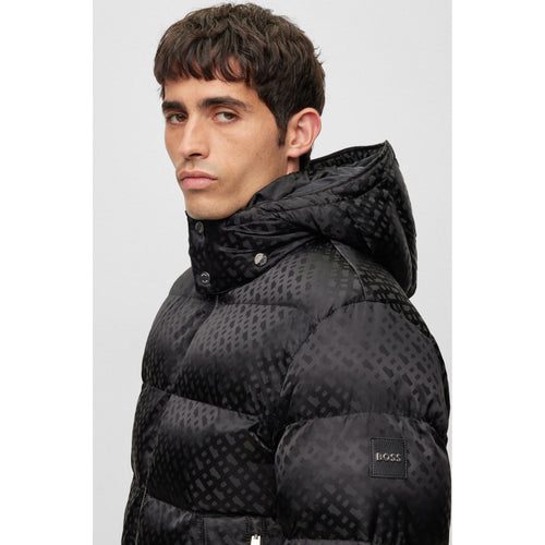 Load image into Gallery viewer, BOSS MONOGRAM-JACQUARD WATER-REPELLENT PADDED JACKET WITH HOOD - Yooto
