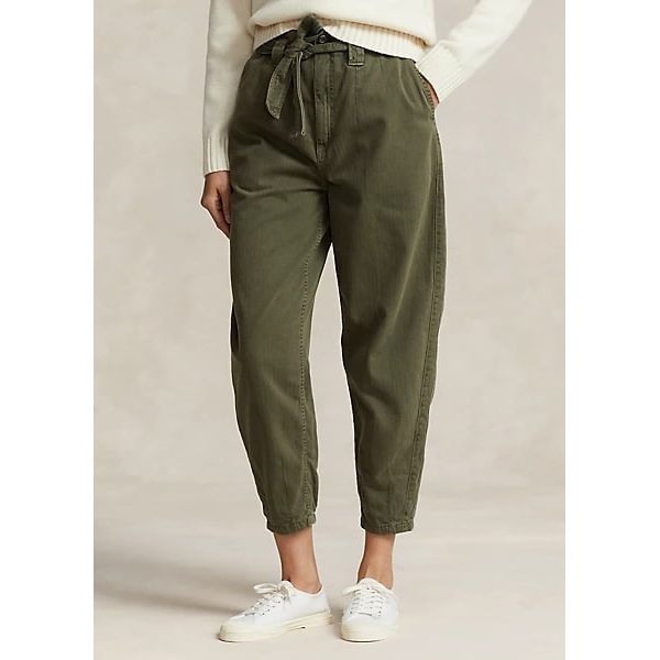 POLO RALPH LAUREN BELTED COTTON TAPERED TROUSER - Yooto