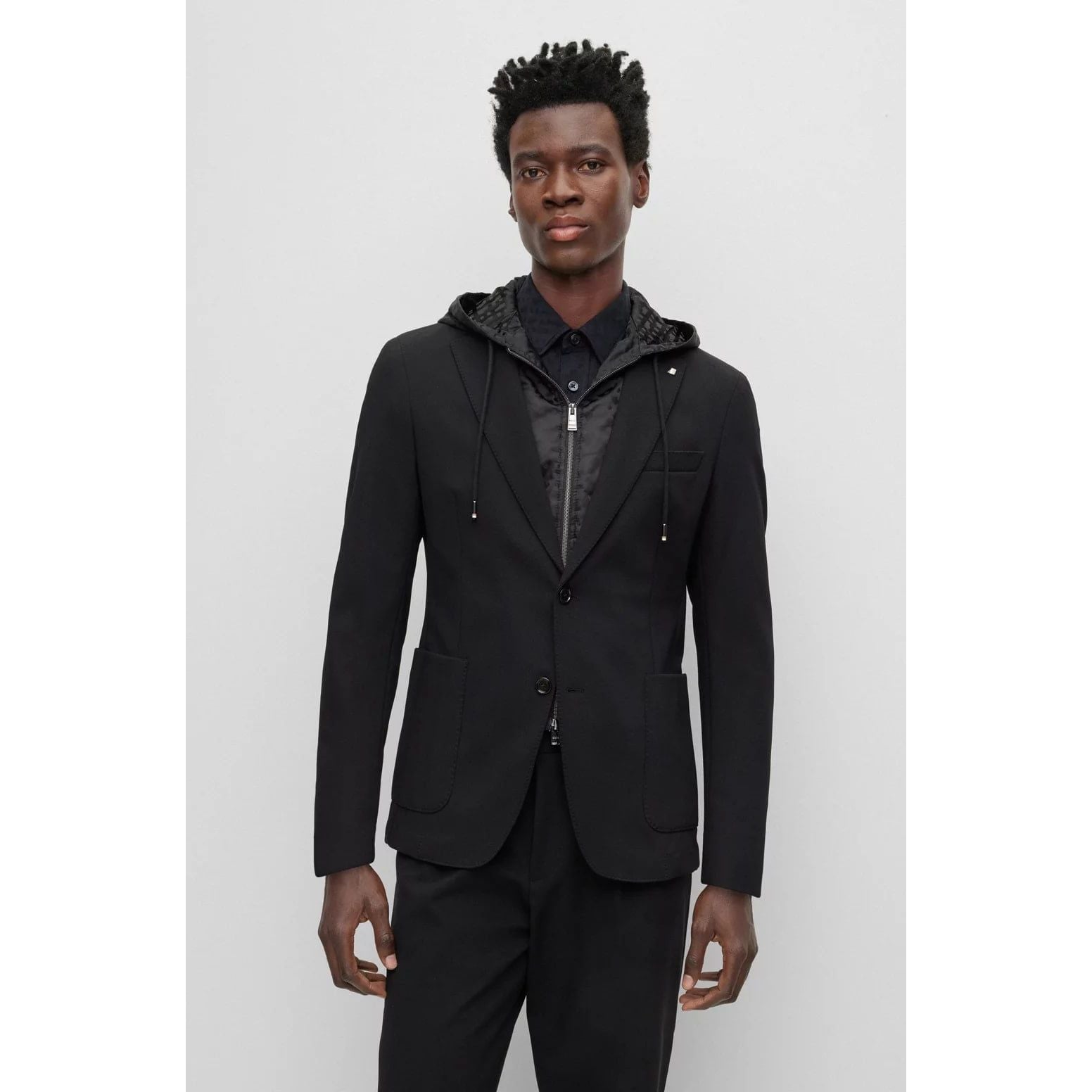 BOSS SLIM-FIT JACKET WITH MONOGRAMMED INNER HOOD - Yooto