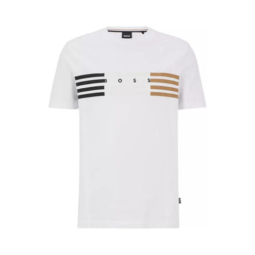 Load image into Gallery viewer, BOSS REGULAR-FIT COTTON-JERSEY T-SHIRT WITH STRIPES AND LOGO - Yooto
